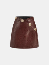Asymmetric Metal Detail PU Leather Mini Skirt